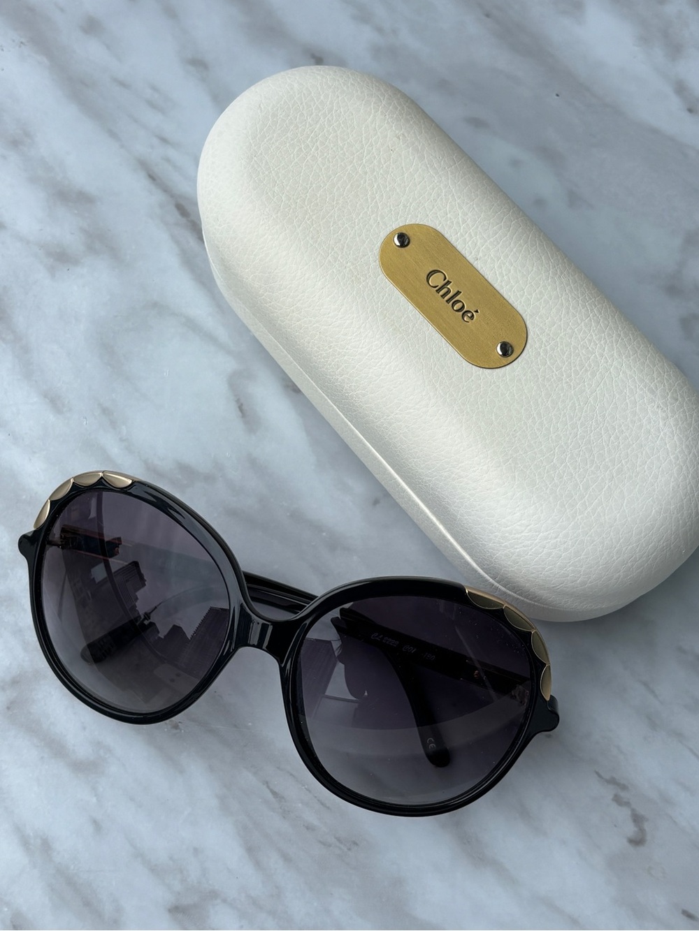 Chloé Erine - Oversized Sunglasses with Gold Accents - Picture 2 of 13